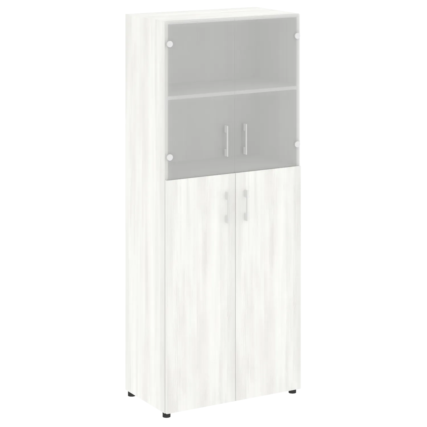 Шкаф высокий широкий (2 средних фасада ЛДСП + 2 низких фасада стекло) Yalta LT.ST-1.7 снежная патина